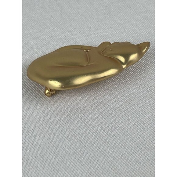 Vintage Gold Tone Sleeping Cat Brooch Pin 80’s 90's Estate - Picture 3 of 7